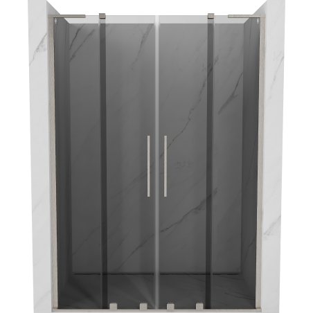 Mexen Velar L Duo 140 cm Sliding Shower Door, Graphite, Brushed Nickel - 871-140-003-42-97