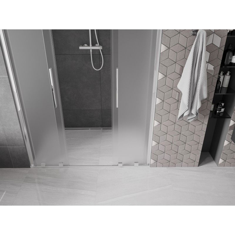 Mexen Velar L Duo sliding shower door 160 cm, frost, chrome - 871-160-003-32-01