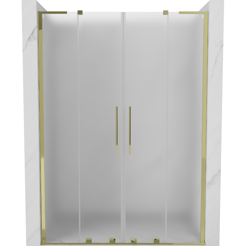 Mexen Velar L Duo sliding shower doors 140 cm, frost, gold - 871-140-003-32-50