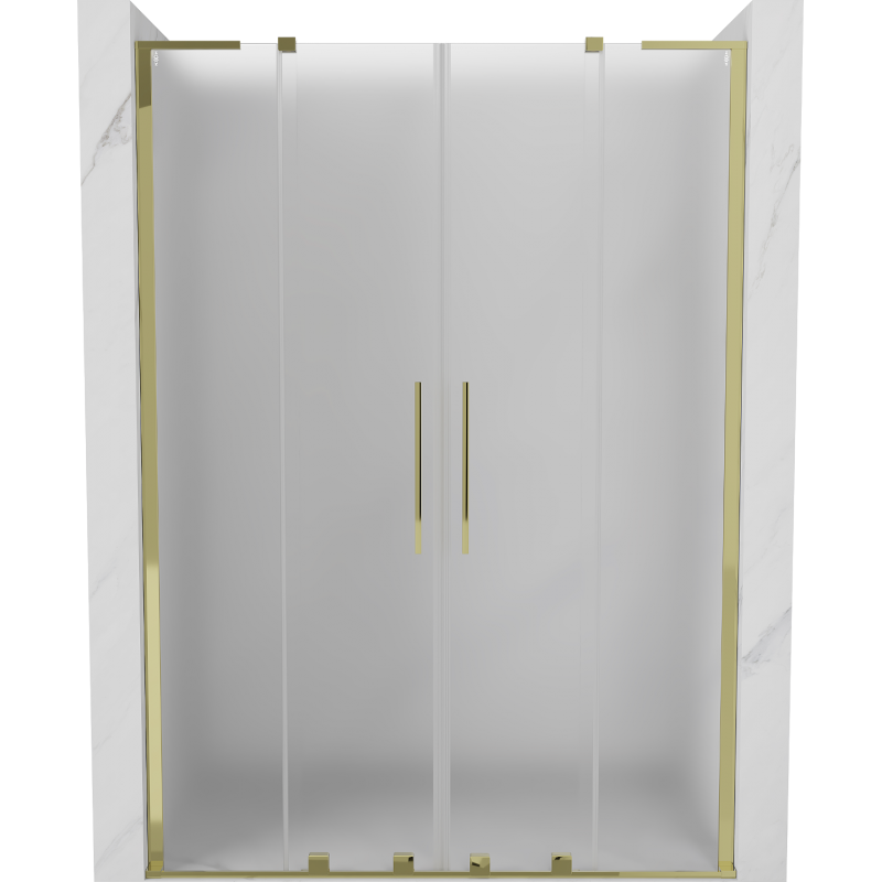 Mexen Velar L Duo 150 cm sliding shower doors, frosted, gold - 871-150-003-32-50