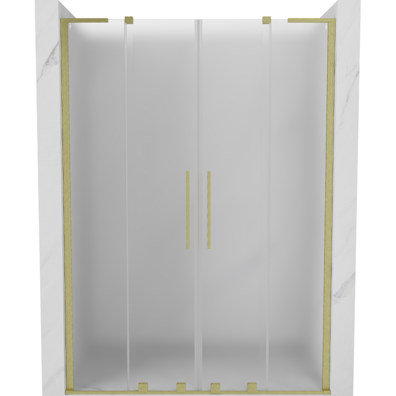 Mexen Velar L Duo sliding shower doors 140 cm, frosted, brushed gold - 871-140-003-32-55