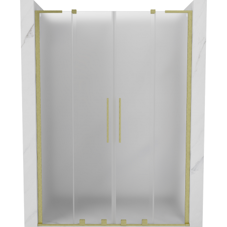 Mexen Velar L Duo sliding shower doors 160 cm, frosted, brushed gold - 871-160-003-32-55