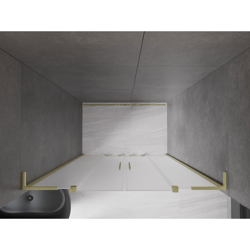 Mexen Velar L Duo sliding shower door 150 cm, frosted, brushed gold - 871-150-003-32-55