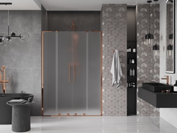 Mexen Velar L Duo sliding shower door 140 cm, frosted, rose gold - 871-140-003-32-60