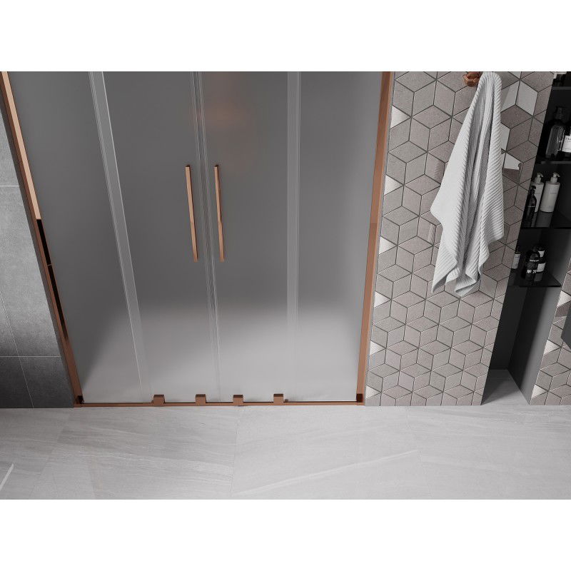 Mexen Velar L Duo sliding shower door 150 cm, frosted, rose gold - 871-150-003-32-60