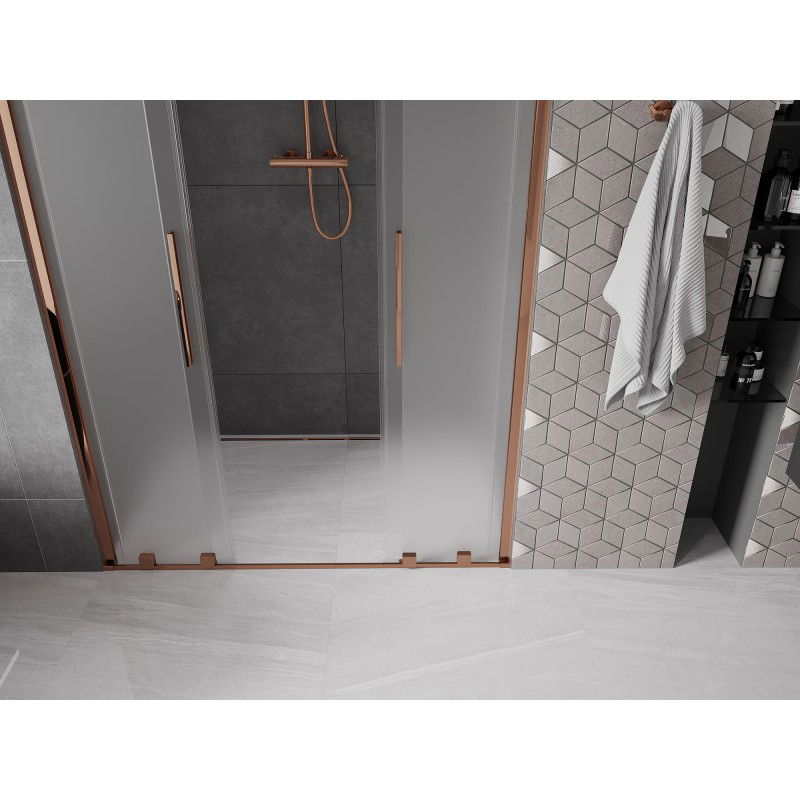Mexen Velar L Duo sliding shower doors 160 cm, frost, rose gold - 871-160-003-32-60