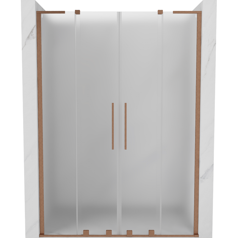 Mexen Velar L Duo 140 cm Sliding Shower Door, Frosted, Brushed Copper - 871-140-003-32-65