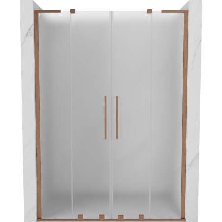 Mexen Velar L Duo 140 cm Sliding Shower Door, Frosted, Brushed Copper - 871-140-003-32-65