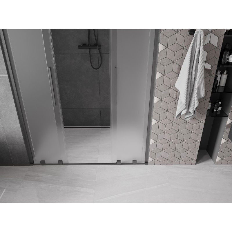 Mexen Velar L Duo sliding shower door 140 cm, frost, gun gray brushed - 871-140-003-32-66
