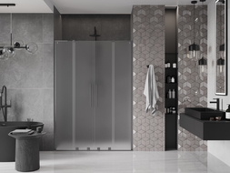 Mexen Velar L Duo sliding shower doors 140 cm, frosted, gun gray brushed - 871-140-003-32-66