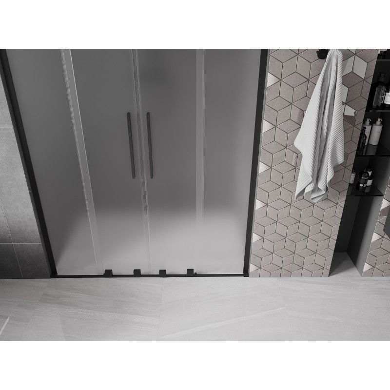 Mexen Velar L Duo 150 cm Sliding Shower Doors, Frosted, Black - 871-150-003-32-70