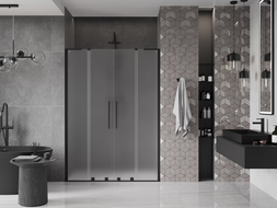 Mexen Velar L Duo sliding shower doors 160 cm, frost, black - 871-160-003-32-70