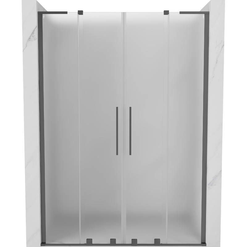 Mexen Velar L Duo 140 cm sliding shower door, frost, gun metal - 871-140-003-32-95