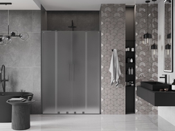 Mexen Velar L Duo 140 cm sliding shower door, frost, gun metal - 871-140-003-32-95
