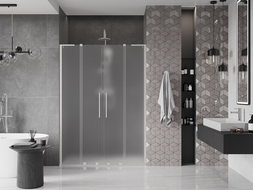 Mexen Velar L Duo 160 cm Sliding Shower Door, Frosted, Brushed Nickel - 871-160-003-32-97