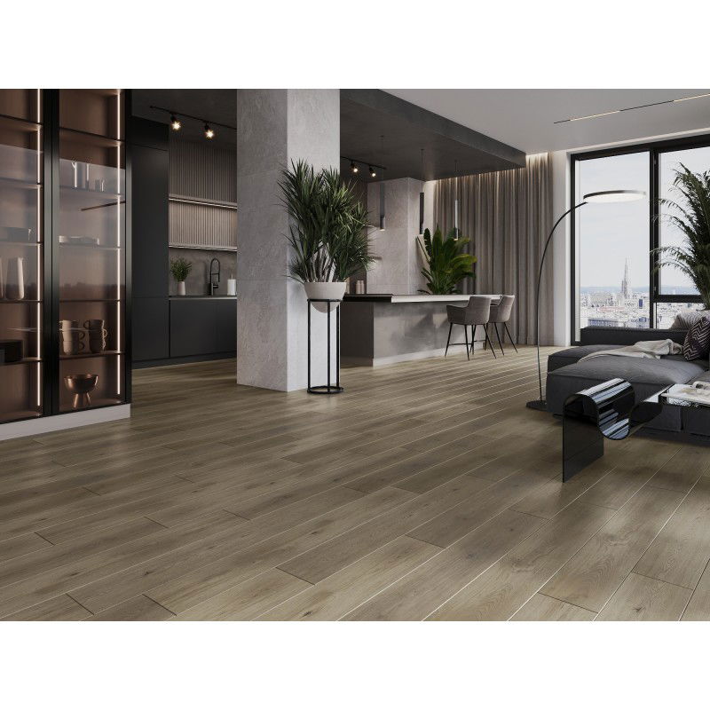 Mexen Perry vinyl panel sample 1240 x 182 mm SPC 6.5 mm, IXPE underlay 1.5 mm, 4 V-Groove, Oak - F1021-S