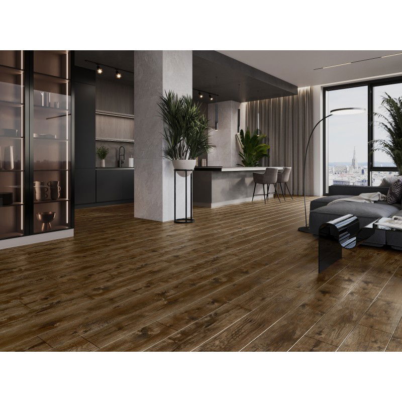 Mexen Mount Vernon SPC Vinyl Panel Sample 6.5 mm, IXPE Underlay 1.5 mm, 4-Sided V-Groove, Walnut - F1029-S