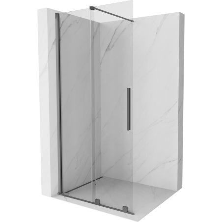 Mexen Velar Walk-in Sliding Shower Wall 100 x 200 cm, Transparent 8 mm, Gun Metal - 871-100-000-03-95