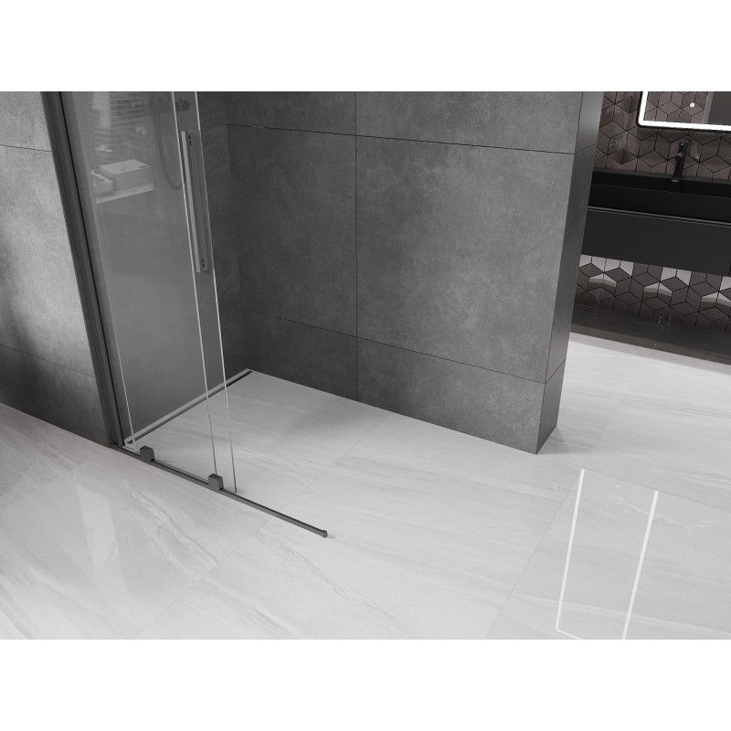 Mexen Velar sliding shower wall Walk-in 100 x 200 cm, transparent 8 mm, gun metal - 871-100-000-03-95