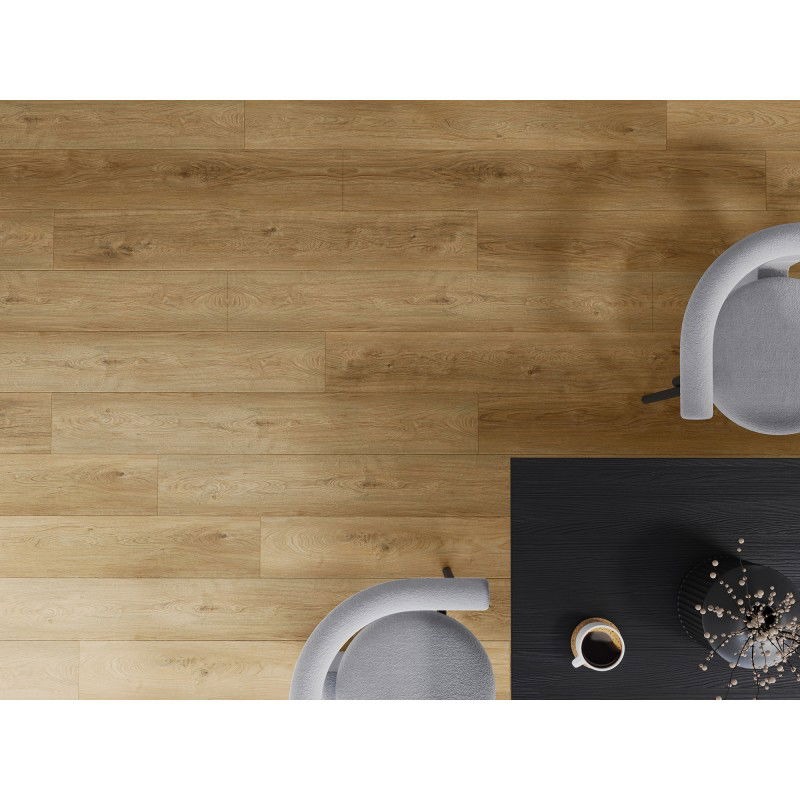 Mexen Sunset Hills sample of SPC vinyl panels 6.5 mm, IXPE underlay 1.5 mm, 4 V-Groove, Oak - F1037-S