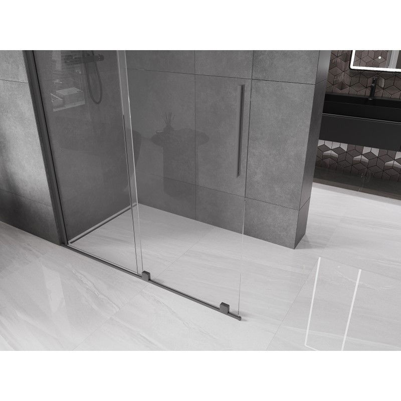 Mexen Velar sliding shower wall Walk-in 130 x 200 cm, transparent 8 mm, gun metal - 871-130-000-03-95