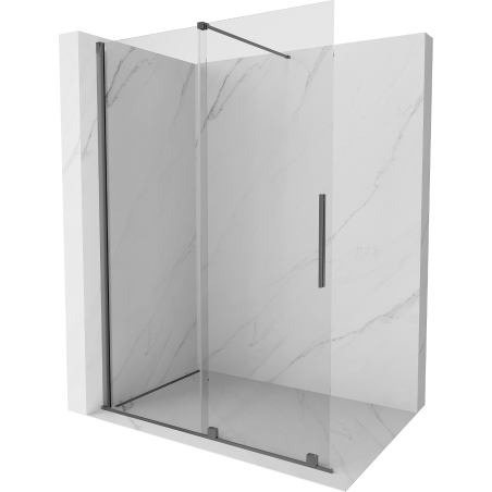 Mexen Velar sliding shower wall Walk-in 160 x 200 cm, transparent 8 mm, gun metal - 871-160-000-03-95