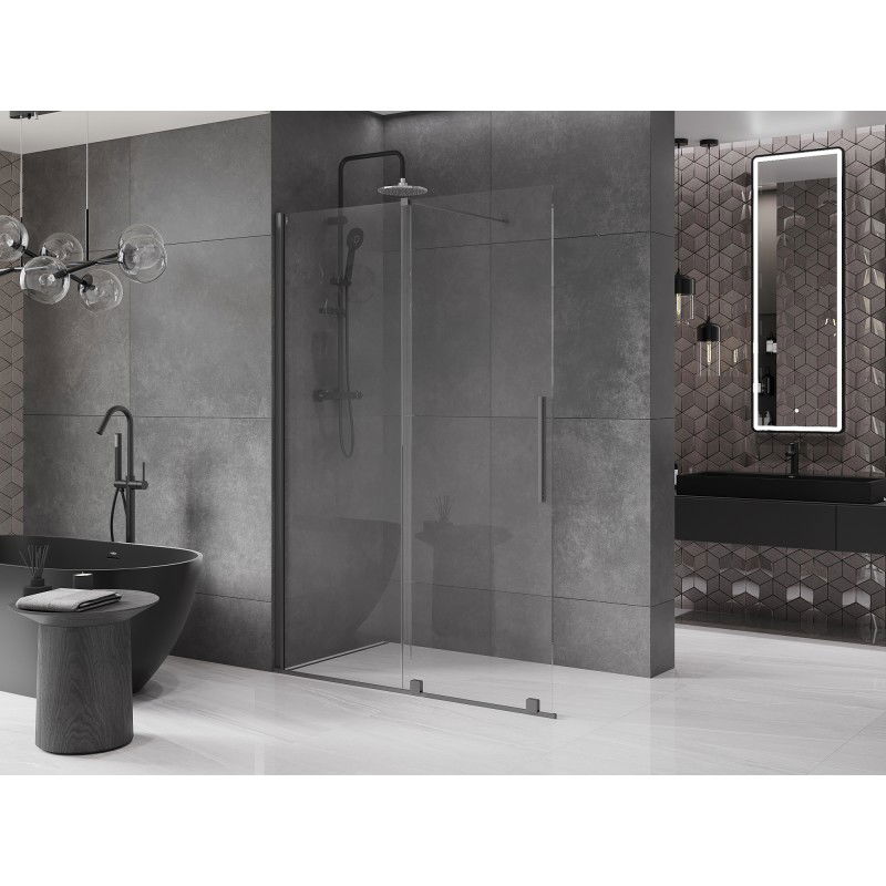Mexen Velar Walk-in Sliding Shower Screen 150 x 200 cm, Transparent 8 mm, Gun Metal - 871-150-000-03-95