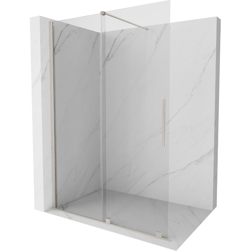 Mexen Velar sliding shower wall Walk-in 140 x 200 cm, transparent 8 mm, brushed nickel - 871-140-000-03-97