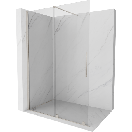 Mexen Velar sliding shower wall Walk-in 140 x 200 cm, transparent 8 mm, brushed nickel - 871-140-000-03-97
