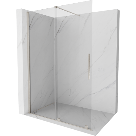 Mexen Velar Walk-in Sliding Shower Wall 150 x 200 cm, Transparent 8 mm, Brushed Nickel - 871-150-000-03-97
