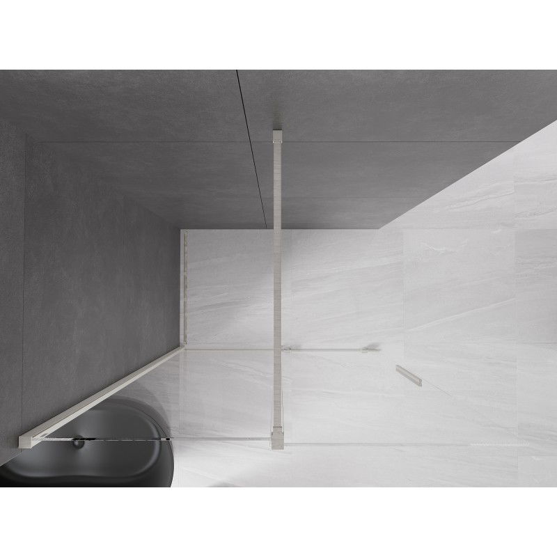 Mexen Velar sliding shower wall Walk-in 140 x 200 cm, transparent 8 mm, brushed nickel - 871-140-000-03-97