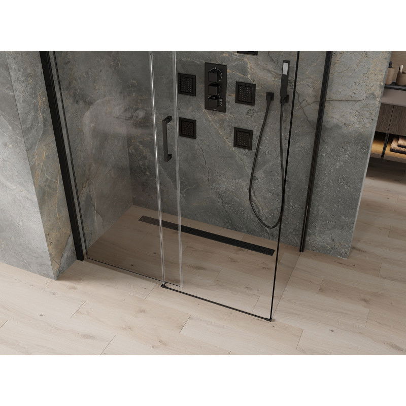 Mexen Omega 140 x 80 cm Sliding Shower Enclosure, Transparent, Black - 825-140-080-70-00