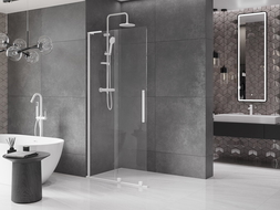 Mexen Velar L Sliding Shower Wall Walk-in 110 x 200 cm, Transparent 8 mm, White - 871-110-003-03-20