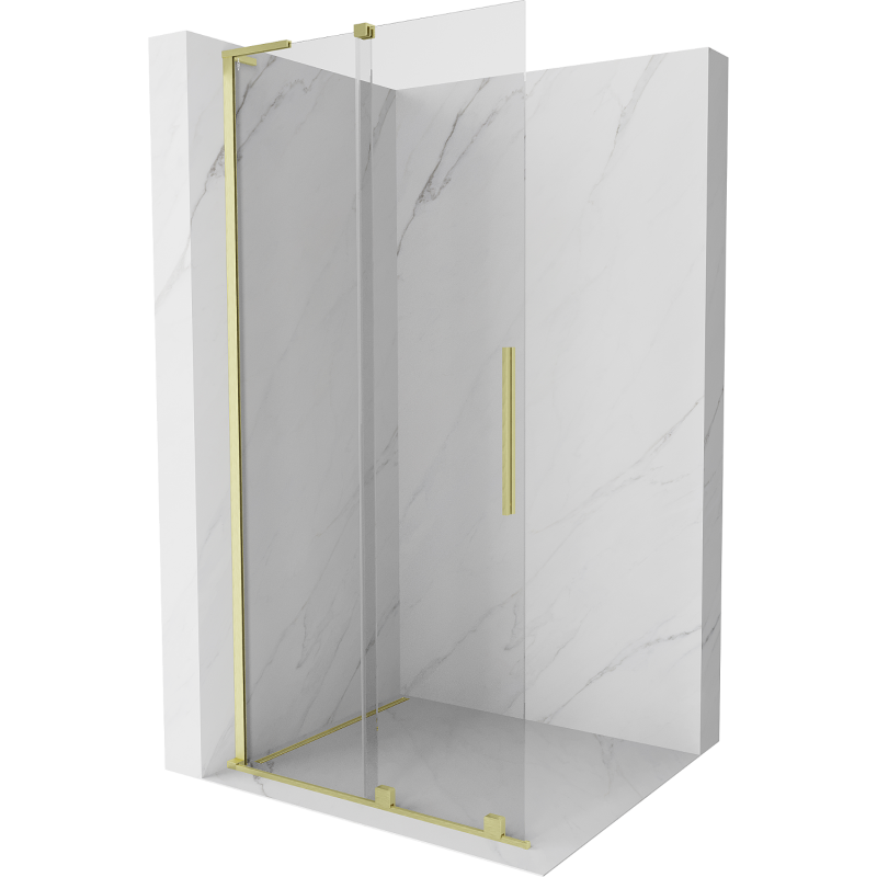 Mexen Velar L Sliding Shower Wall Walk-in 100 x 200 cm, Transparent 8 mm, Brushed Gold - 871-100-003-03-55