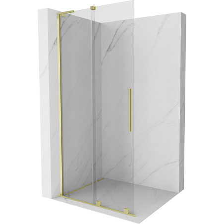 Mexen Velar L Sliding Shower Wall Walk-in 100 x 200 cm, Transparent 8 mm, Brushed Gold - 871-100-003-03-55