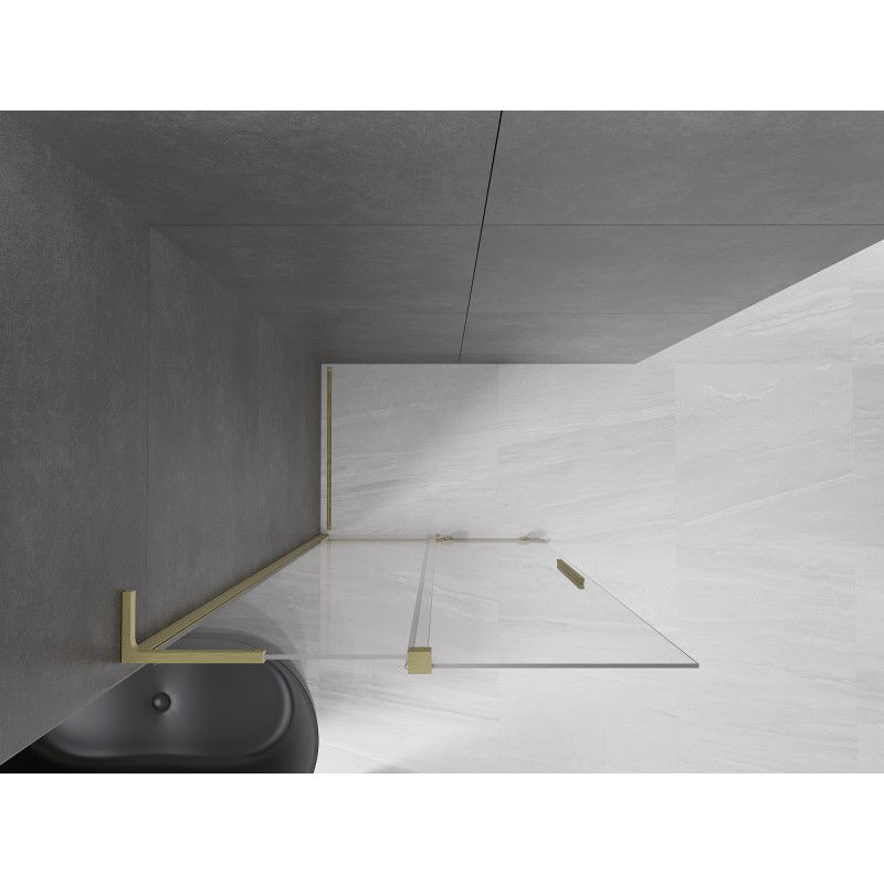 Mexen Velar L Sliding Shower Wall Walk-in 100 x 200 cm, Transparent 8 mm, Brushed Gold - 871-100-003-03-55