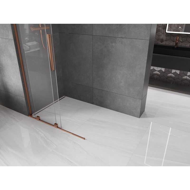 Mexen Velar L sliding shower wall Walk-in 90 x 200 cm, transparent 8 mm, rose gold - 871-090-003-03-60