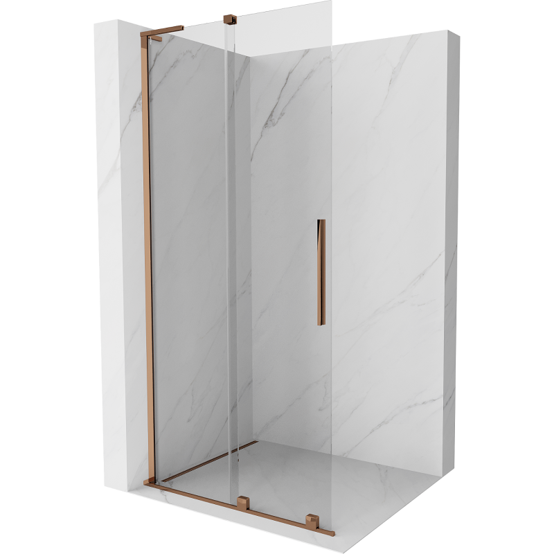 Mexen Velar L sliding shower wall Walk-in 100 x 200 cm, transparent 8 mm, rose gold - 871-100-003-03-60