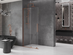 Mexen Velar L sliding shower wall Walk-in 90 x 200 cm, transparent 8 mm, rose gold - 871-090-003-03-60