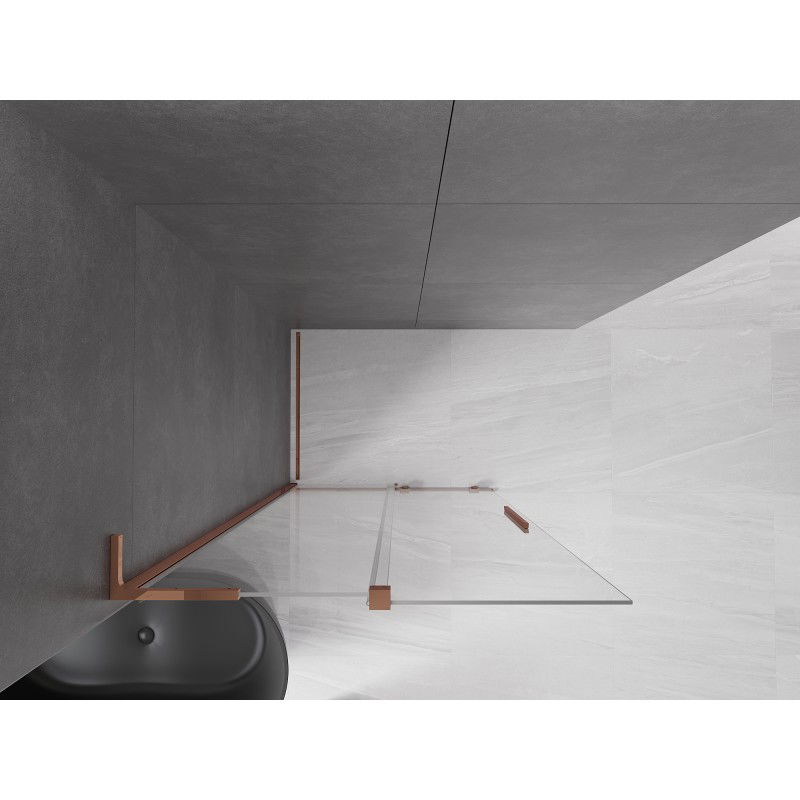Mexen Velar L sliding shower wall Walk-in 90 x 200 cm, transparent 8 mm, rose gold - 871-090-003-03-60