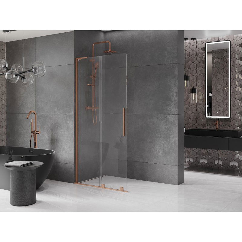 Mexen Velar L Sliding Shower Wall Walk-in 120 x 200 cm, Transparent 8 mm, Brushed Copper - 871-120-003-03-65