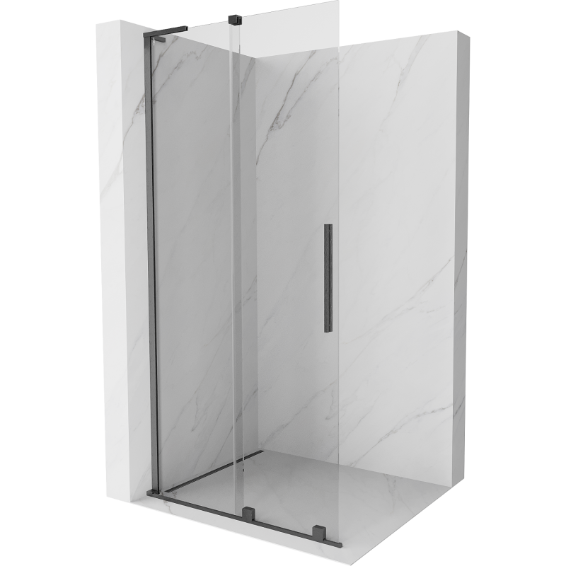 Mexen Velar L Sliding Shower Wall Walk-in 100 x 200 cm, Transparent 8 mm, Brushed Gun Gray - 871-100-003-03-66