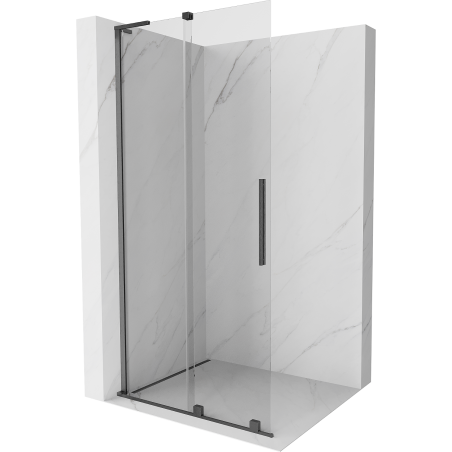 Mexen Velar L Sliding Shower Wall Walk-in 100 x 200 cm, Transparent 8 mm, Brushed Gun Gray - 871-100-003-03-66