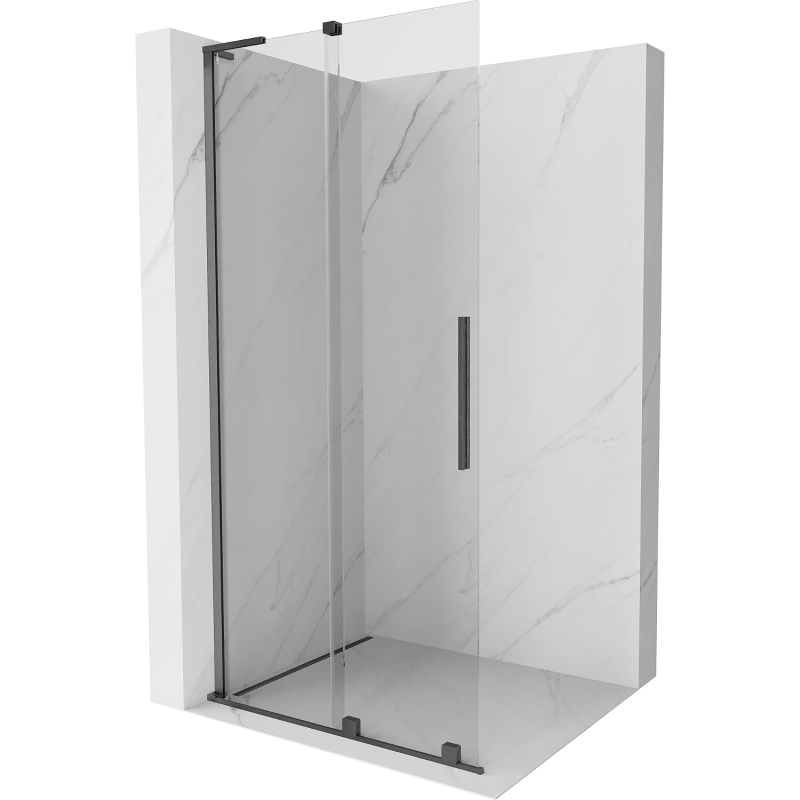 Mexen Velar L Walk-In Sliding Shower Screen 110 x 200 cm, Transparent 8 mm, Brushed Gun Gray - 871-110-003-03-66