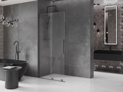 Mexen Velar L Walk-in sliding shower wall 90 x 200 cm, transparent 8 mm, gun gray brushed - 871-090-003-03-66