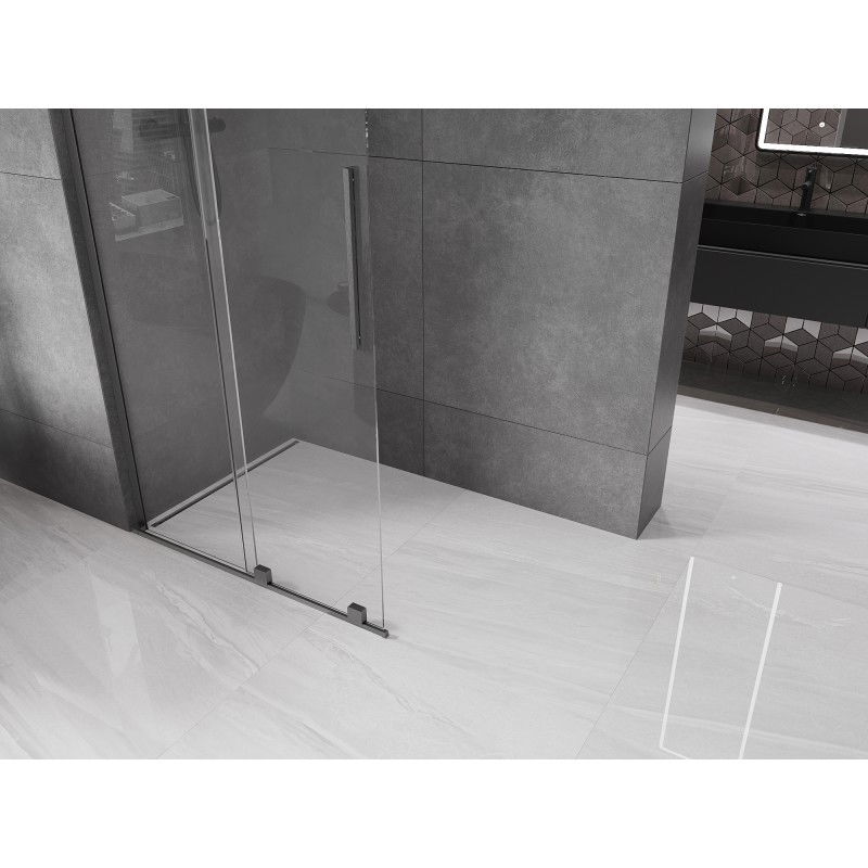 Mexen Velar L Sliding Shower Screen Walk-in 120 x 200 cm, Transparent 8 mm, Brushed Gun Gray - 871-120-003-03-66