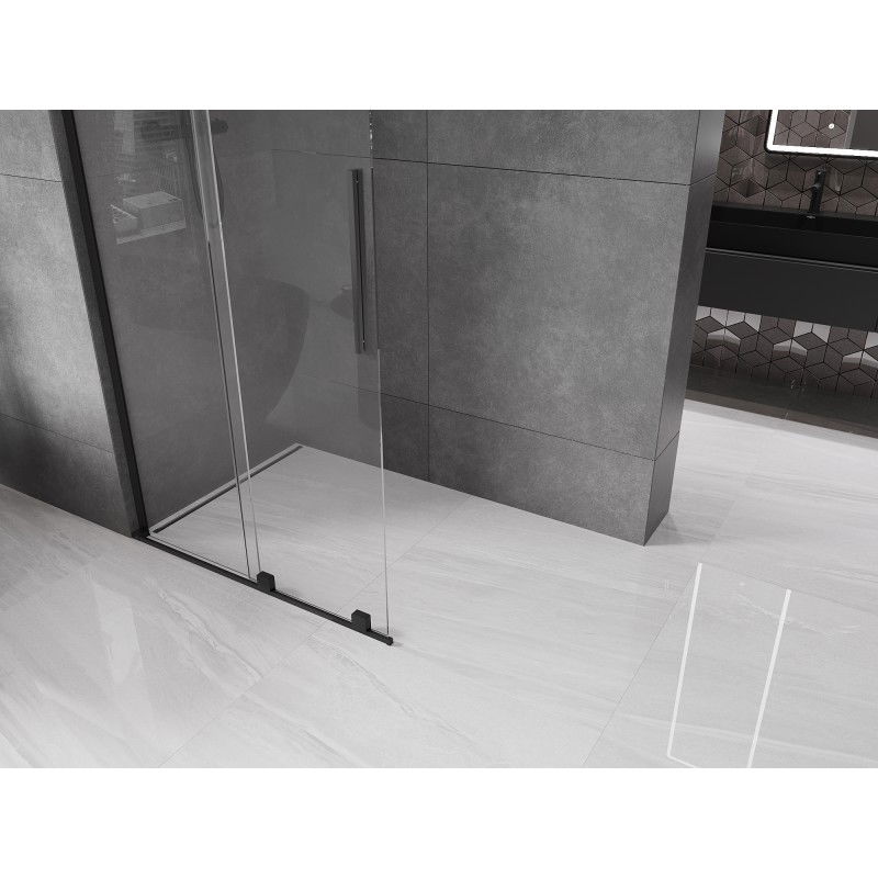Mexen Velar L Sliding Shower Wall Walk-in 100 x 200 cm, Transparent 8 mm, Black - 871-100-003-03-70