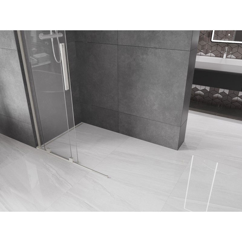 Mexen Velar L Sliding Shower Wall Walk-in 90 x 200 cm, Transparent 8 mm, Brushed Nickel - 871-090-003-03-97