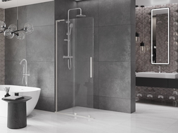 Mexen Velar L Sliding Shower Screen Walk-in 100 x 200 cm, Transparent 8 mm, Brushed Nickel - 871-100-003-03-97