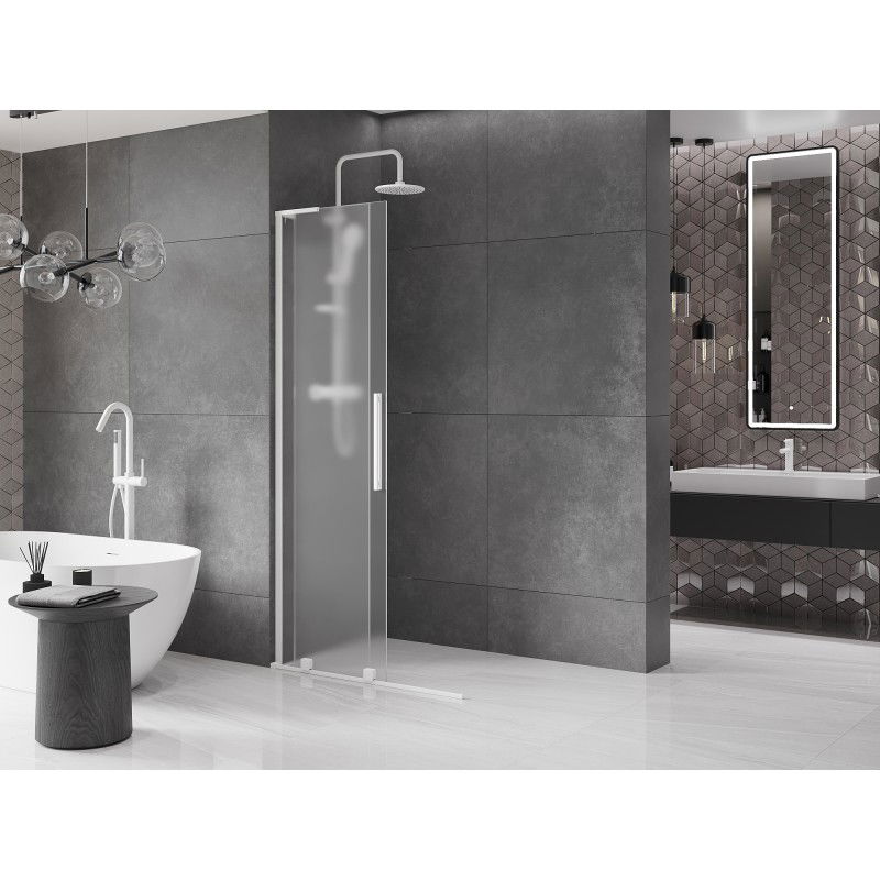 Mexen Velar L sliding shower wall Walk-in 90 x 200 cm, frost 8 mm, white - 871-090-003-33-20
